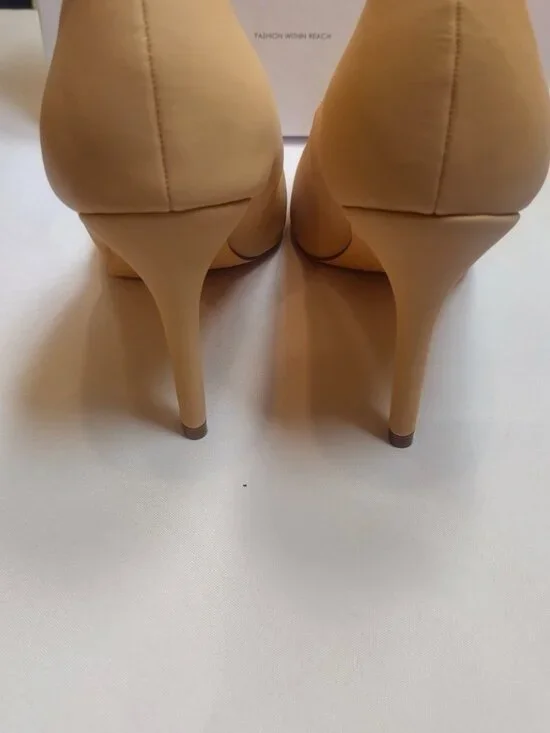 Dream Pairs Christian-New-W Nude Nubuck Pointed Toe Pumps Heels - Picture 4 of 8